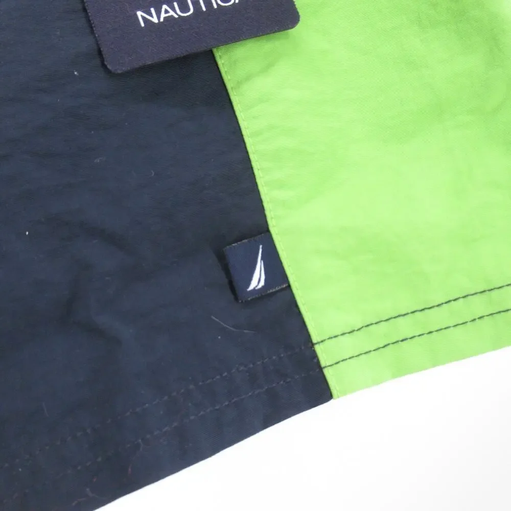Nautica Swim Trunks Shorts Men XL Green Charcoal Nylon Front Zip